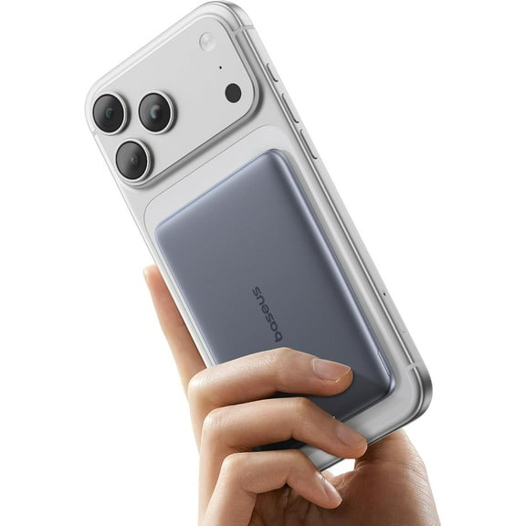 Baseus Picogo Power Bank, 0.3" Ultra Slim 5000mAh MagSafe Portable Charger, Card-Size Magnetic Battery Pack with USB-C Braided Cable,