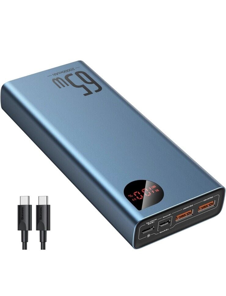 Baseus Power Bank, 65W 20000mAh Laptop Portable Charger, Fast Charging USB C 4P