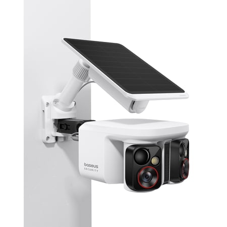 Baseus Solar Powered Wireless Outdoor Security Camera, Dual 3K Resolution with 300° Smart AI Tracking, No Monthly Fees, 8X Zoom & All-Weather Protection