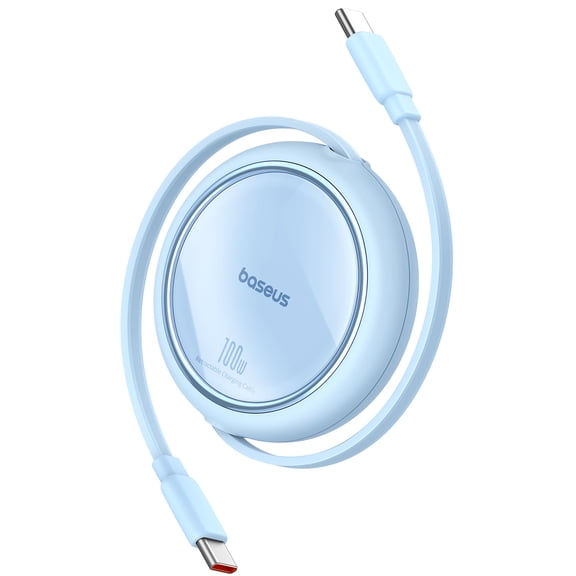 Baseus USB C Cable 100W Retractable Charging Cable USB C to USB C Cable Fast Charging Cable, Blue