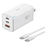 Baseus USB C Charger 65W Fast Charger with USB C Cable USB Wall Charger Block, White