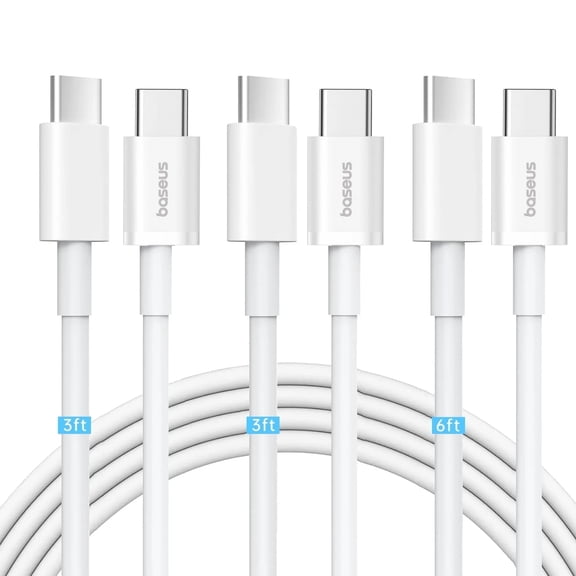 Baseus 100W Braided USB C Cable, 3FT, 3-Pack, Durable Fast Charging Type C Charger