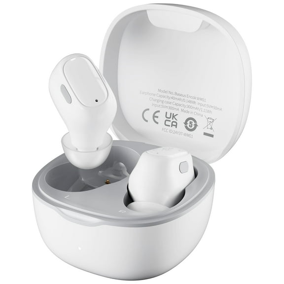 Baseus Wireless Earbuds Bluetooth Headphones Mini Ear Buds In-Ear Earbud with Mic, WM01, White