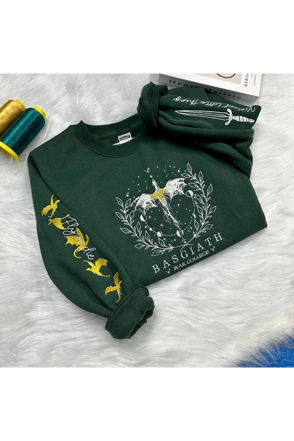 Basgiath Embroidered Sweatshirt, Fourth Wing Book Lover Gift, Custom Embroidered Sweatshirt