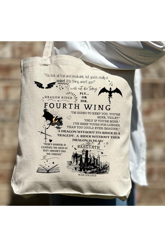 Basgiath War College Canvas Tote Bag, Fourth Wing Bag, Dragon Rider, Bookish Tote Bag, Rid
