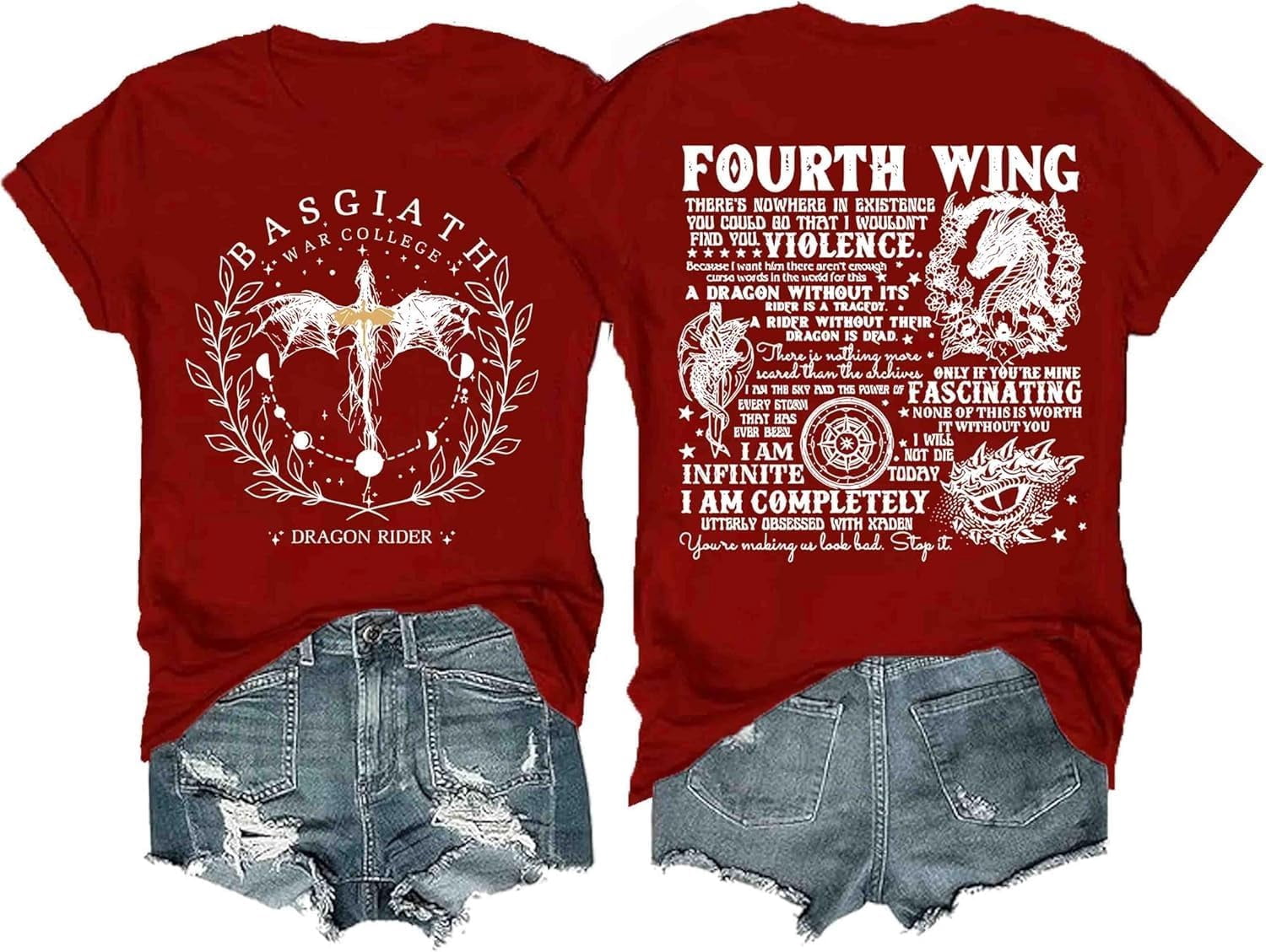 Felpa Gildan Dragon Rider - Quarta Ala Collegio Basgiath - Unisex Cotone Misto Con Stampa - Foto 3