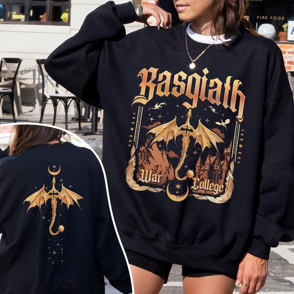 Basgiath War College Two Sided Shirt Fourth Wing Onyx Storm T Shirt Tairn And Andarna Merc