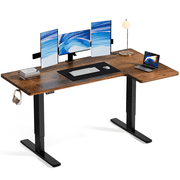 Bashaw 63 Inch Electric L Shaped Standing Desk, Height Adjustable Standing Corner Desk with 3 Memory Presets, Ergonomic Workstation Office Desk for Home/Office