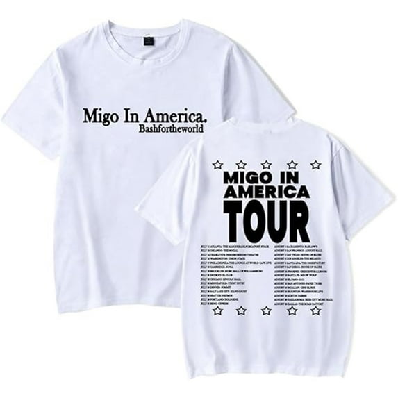 BashfortheWorld Migo In America Tour 2025 T-shirt Unisex Popular Cool Short Sleeve Classic Top