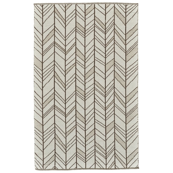 Bashia Modern Chevron, Ivory/Brown, 4' x 6' Accent Rug