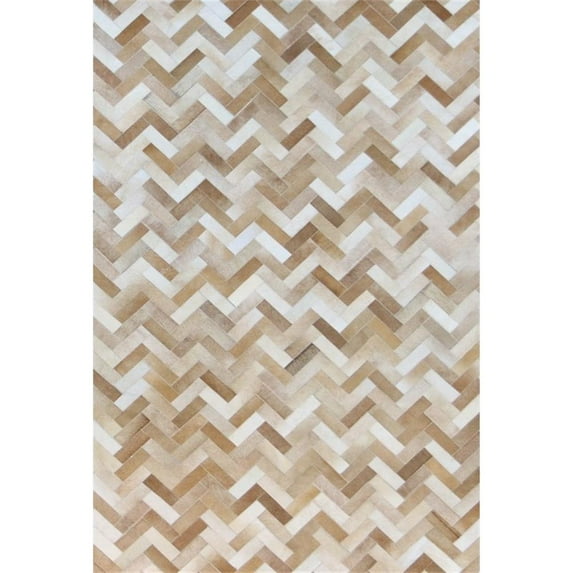 Bashian 120x168" Contemporary Hair on Hide Leather Area Rug in Camel