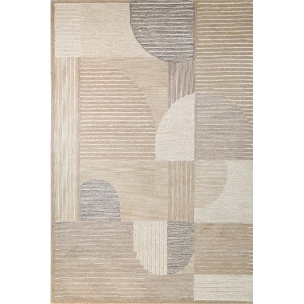 Handmade Beige and Gray Wool Tufted Rectangular Area Rug 4' x 6'