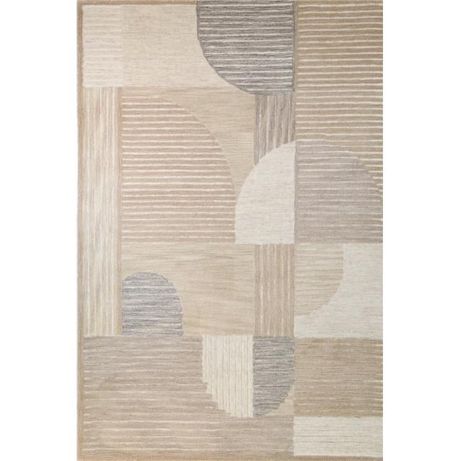 Handmade Beige and Gray Wool Tufted Rectangular Area Rug 4' x 6'