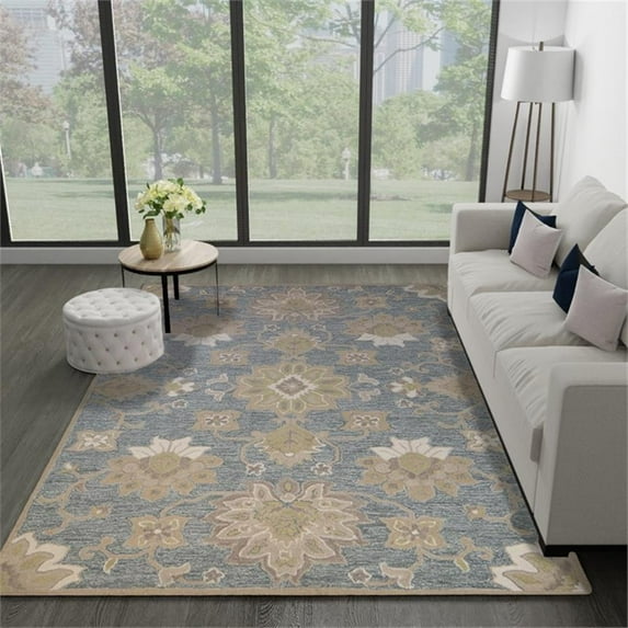 Bashian 42x66" Hand-Tufted Transitional Wool Area Rug in Teal
