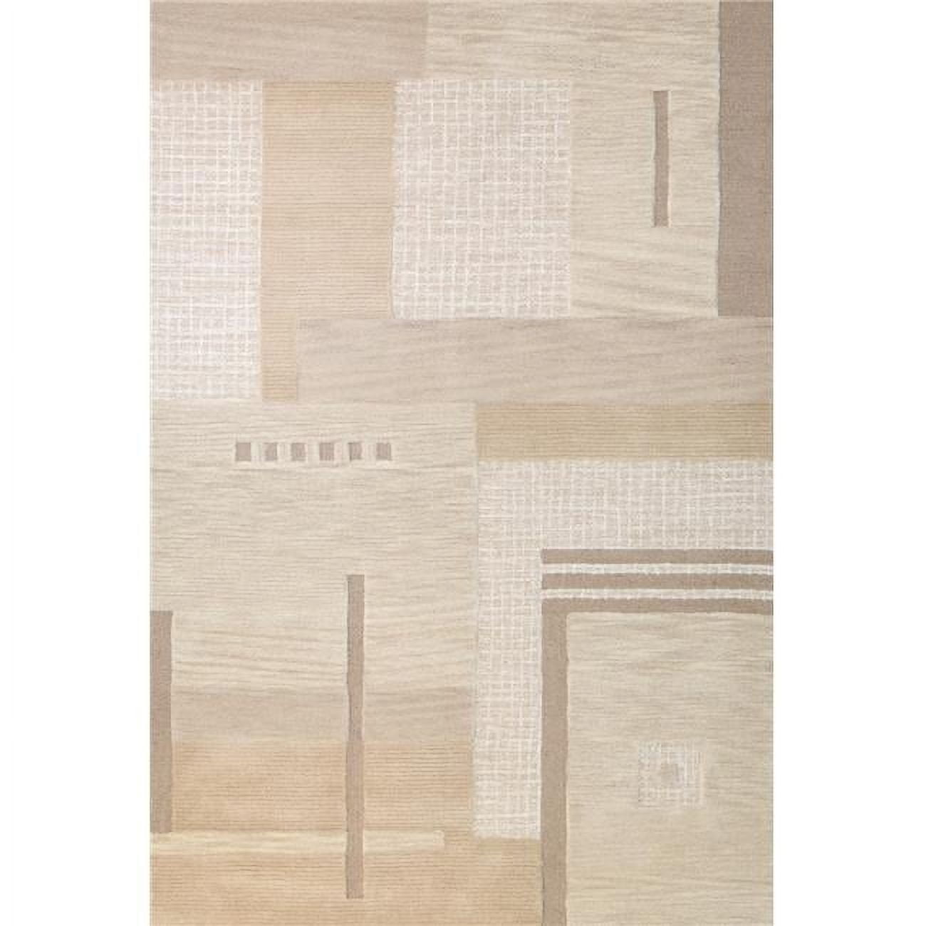 Beige and Tan Wool Tufted 5' x 7' Area Rug