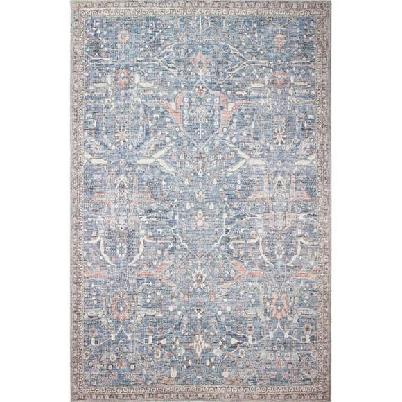 Bashian  8 x 10 ft. Impressions Geometric Transitional Polyester & Cotton Machine Made Rectangle Area Rug - Slate