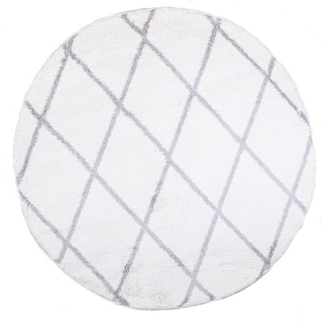Andes 8' Round Gray Geometric Shag Synthetic Area Rug
