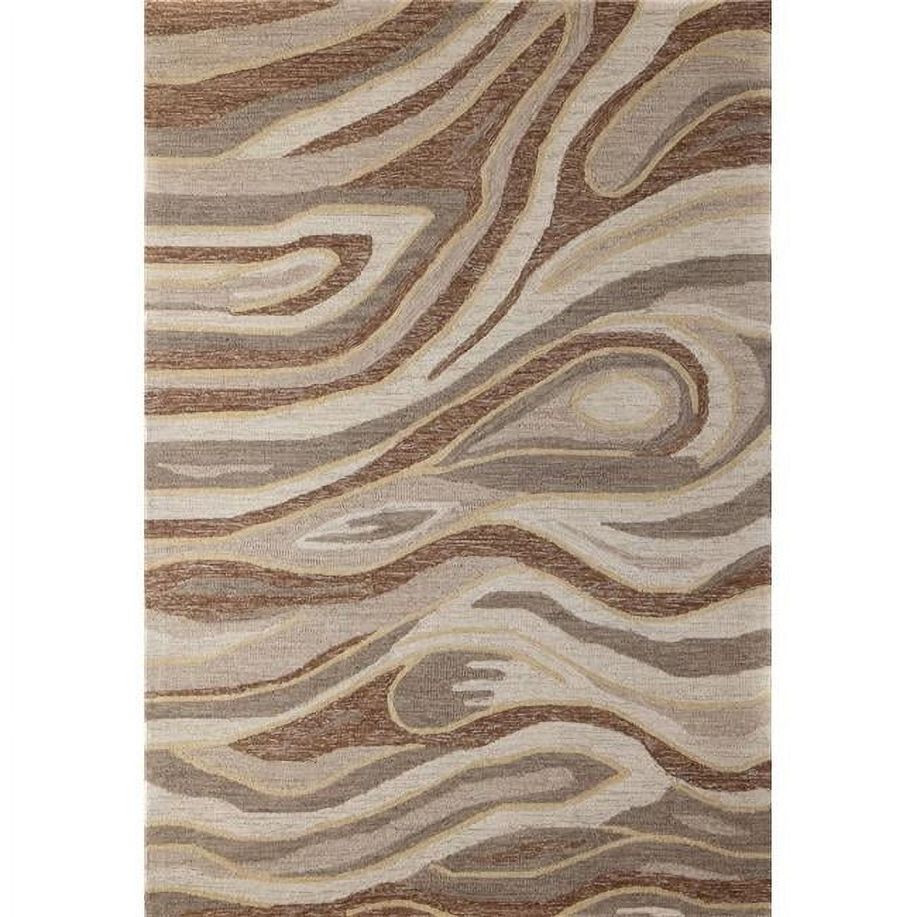 Beige and Brown Wool Hand-Tufted Rectangular Area Rug