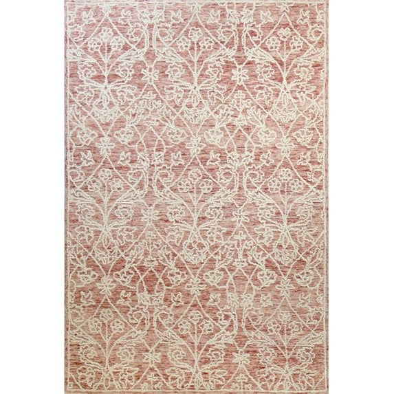 Bashian 90x114" Hand-Tufted Transitional Wool Area Rug in Coral