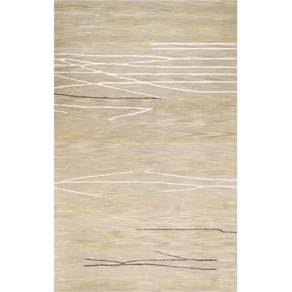 Bashian 93x117" Contemporary Wool & Viscose Area Rug in Beige