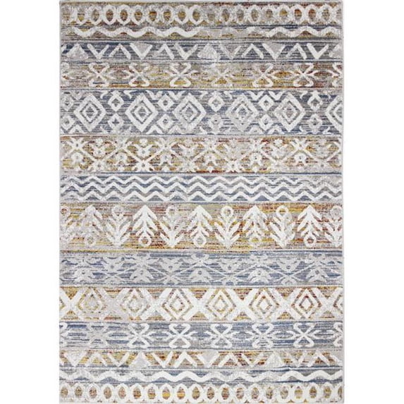 Bashian A163-IVRU-76X96-AS101 7 ft. 6 in. x 9 ft. 6 in. Aspen Transitional Polypropylene & Polyester Power Loom Area Rug, Ivory & Rust