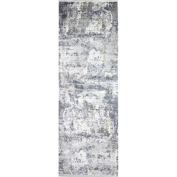 Bashian Allure Greer 2'6" x 8' Area Runner Rug in Ivory and Blue