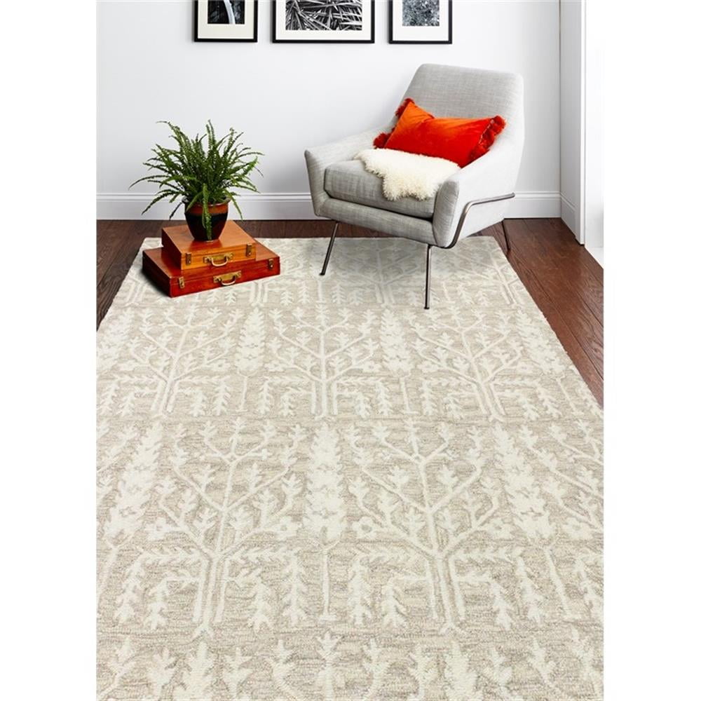 Handmade Beige Wool Rectangular Area Rug 9' x 12'