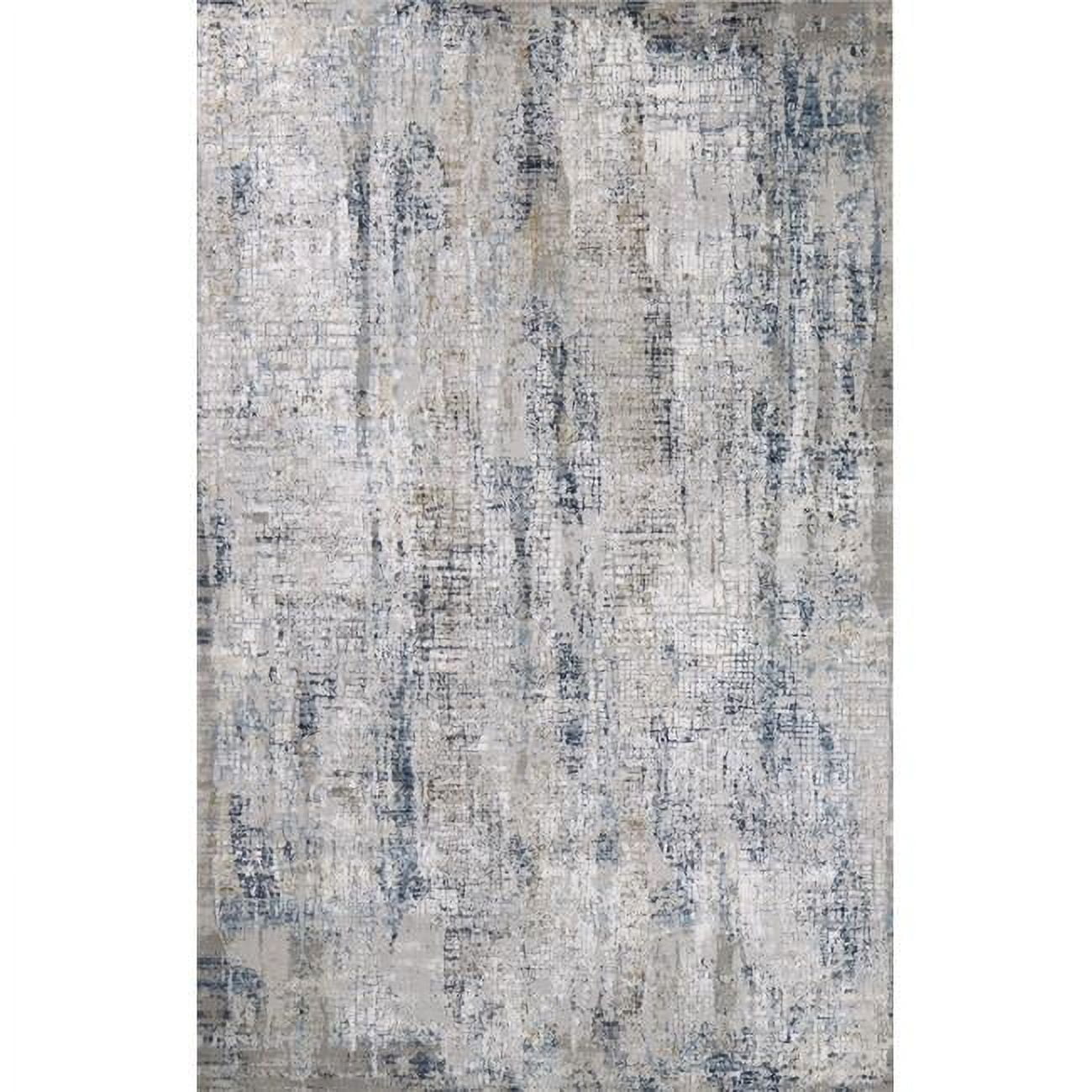 Rectangular Blue and Gray Abstract Synthetic Area Rug