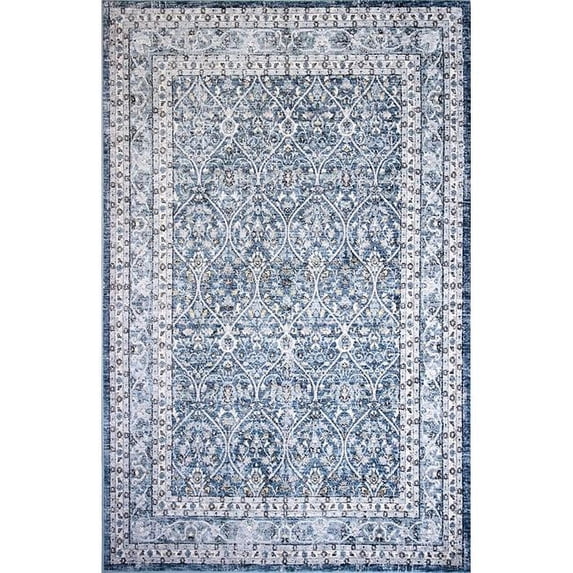 Bashian B128-BL-2.6X8-BR105 2 ft. 6 in. x 8 ft. Bradford Collection Transitional Polyester Power Loom Area Rug, Blue