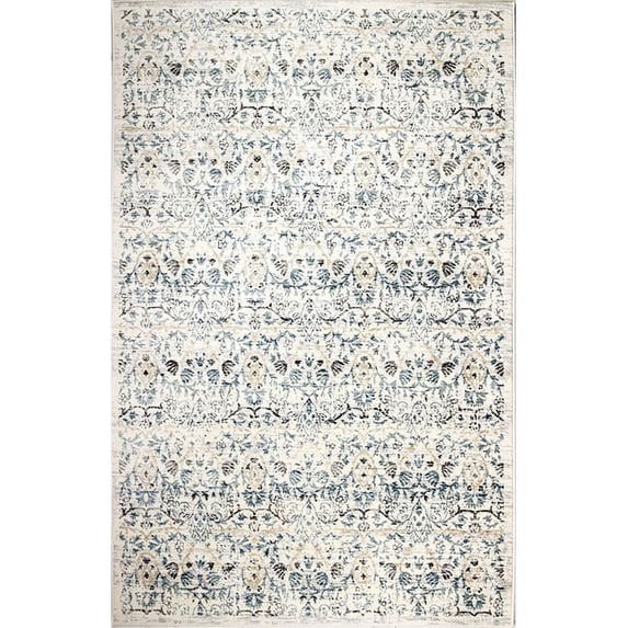 Bashian B128-IV-2.6X8-BR107 2 ft. 6 in. x 8 ft. Bradford Collection Transitional Polyester Power Loom Area Rug, Ivory
