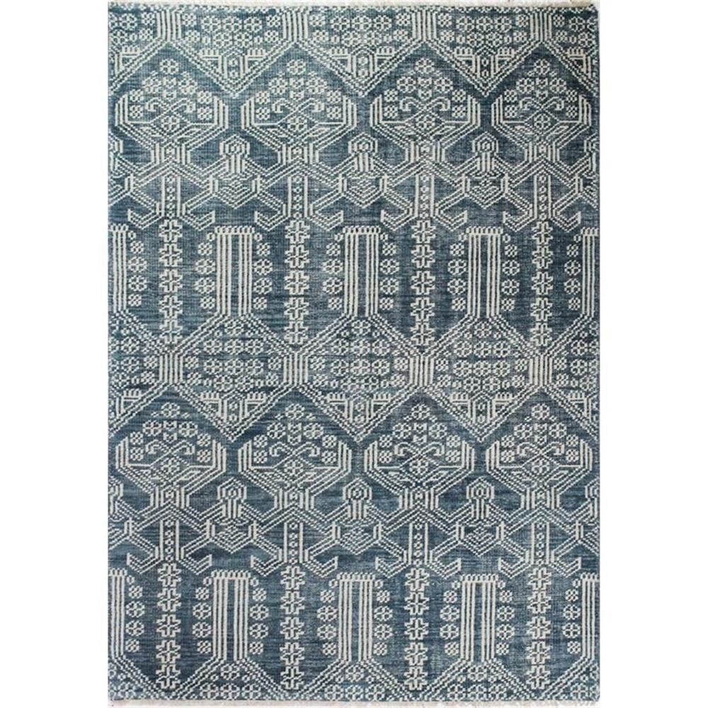 Azure Blue Hand-Knotted Wool Rectangular Rug 3'6" x 5'6"