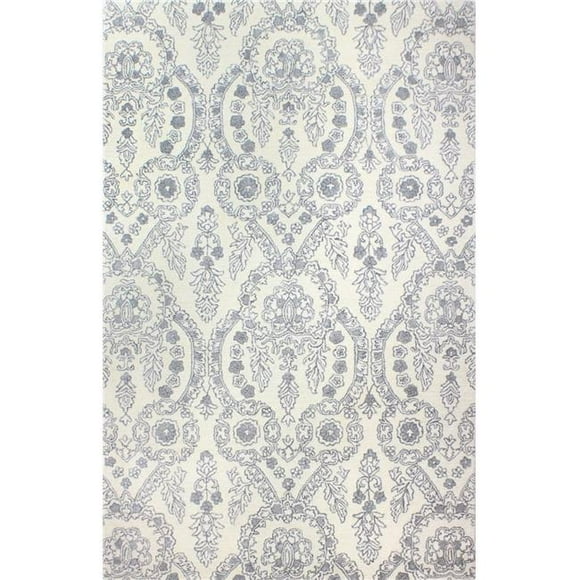 Bashian Bashian Greenwich Collection Floral Contemporary Wool & Viscose Hand Tufted Area Rug - Ivory & Grey - 2 ft. 6 in. x 8 ft.