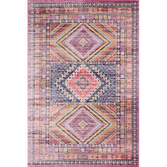 Bashian Bashian Heritage Collection Oriental Transitional Polypropylene & Cotton Machine Made Area Rug - Fuchsia - 3 ft. 8 in. x 5 ft. 6 in.