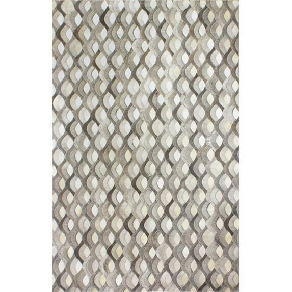 Bashian Bashian Santa Fe Collection Geometric Contemporary Leather Hand Stitched Area Rug - Grey - 8 x 10 ft.