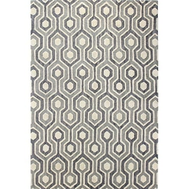 Bashian  Bashian Verona Collection Geometric Contemporary 100 Percent Wool Hand Tufted Area Rug - Grey - 7 ft. 6 in. x 9 ft. 6 in.