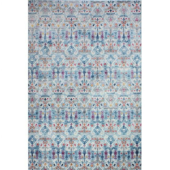 Bashian C186-LBL-4X6-RO31A Bashian Charleston Collection Transitional Polypropylene Machine Made Area Rug, Light Blue - 3 ft. 6 in. x 5 ft. 6 in.