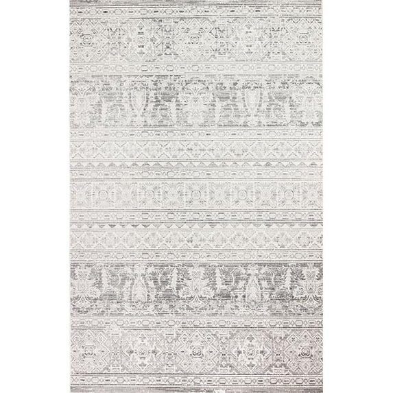 Bashian C189-ASH-5X7.6-CR401 5 ft. 2 in. x 7 ft. 6 in. Corsica Collection Bohemian Polyester Power Loom Area Rug, Ash