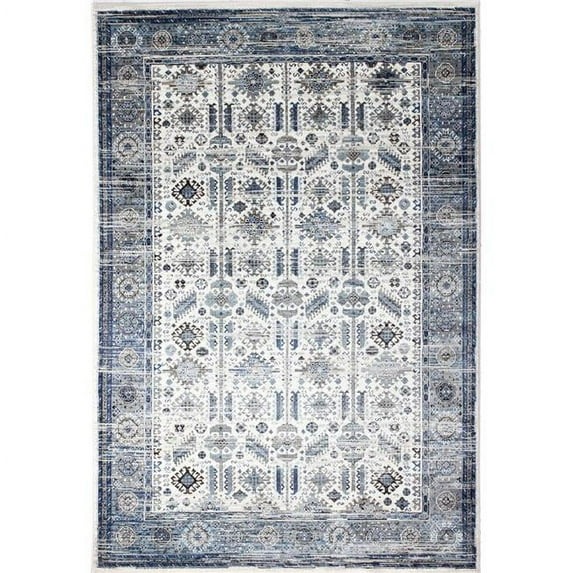 Bashian Cambridge Transitional Polypropylene Power Loom Rectangle Area Rug - Ivory & Blue - 8 ft. 6 in. x 11 ft. 6 in.