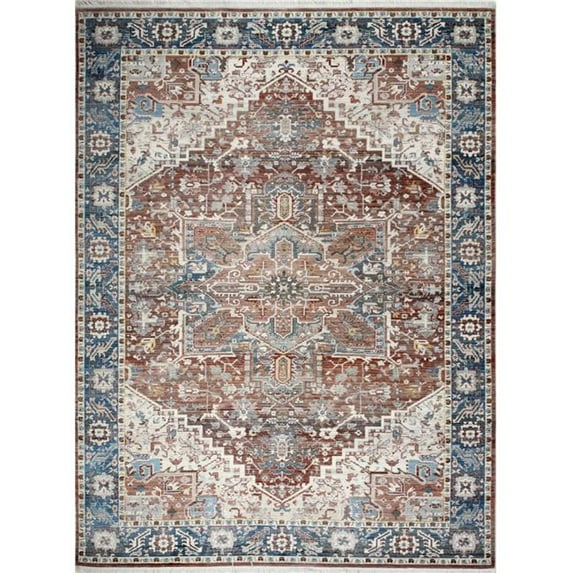Bashian Century Geometric Transitional Polyester Power Loom Rectangle Area Rug - Rust - 3 ft. 6 in. x 5 ft. 6 in.