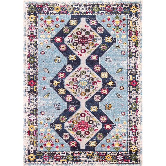 Bashian D113-LBL-4X6-MH109 Dakota Collection Geometric Transitional Polypropylene Power Loom Area Rug, Light Blue - 3 ft. 6 in. x 5 ft. 6 in.