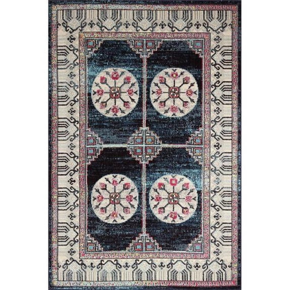 Bashian D113-NV-5X7.6-MH127 5 ft. x 7 ft. 6 in. Dakota Transitional Polypropylene Power Loom Area Rug, Navy