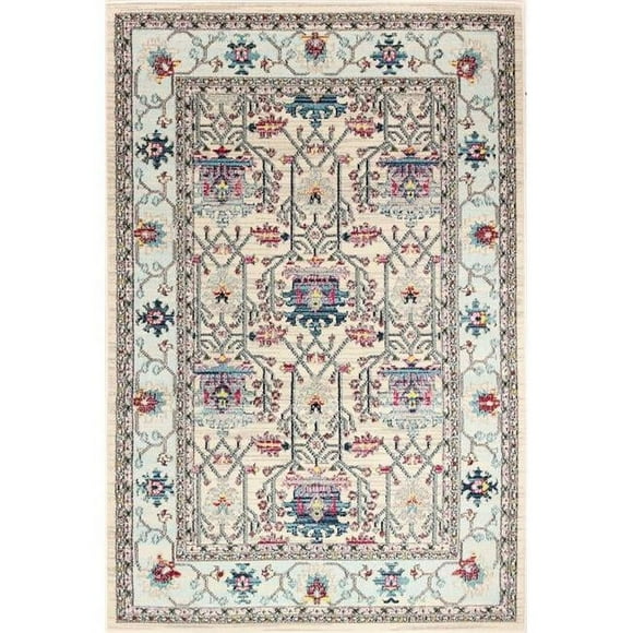 Bashian  Dakota Transitional Polypropylene Power Loom Area Rug - Ivory Blue - 2 ft. 6 in. x 8 in.