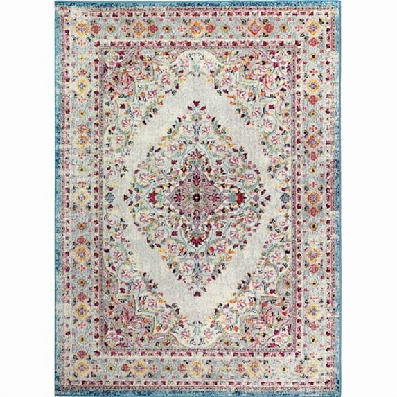 Bashian D113-IV-2.6X8-MH702 2 ft. 6 in. x 8 ft. Dakota Collection Transitional Polypropylene Power Loom Area Rug, Ivory