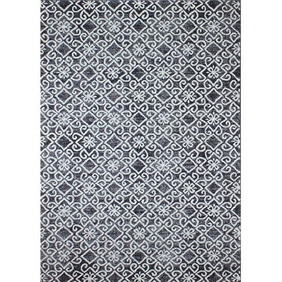 Bashian E110-CHAR-76X96-5657A Bashian Everek Collection Geometric Transitional Polypropylene Machine Made Area Rug, Charcoal - 7 ft. 6 in. x 9 ft. 6 in.