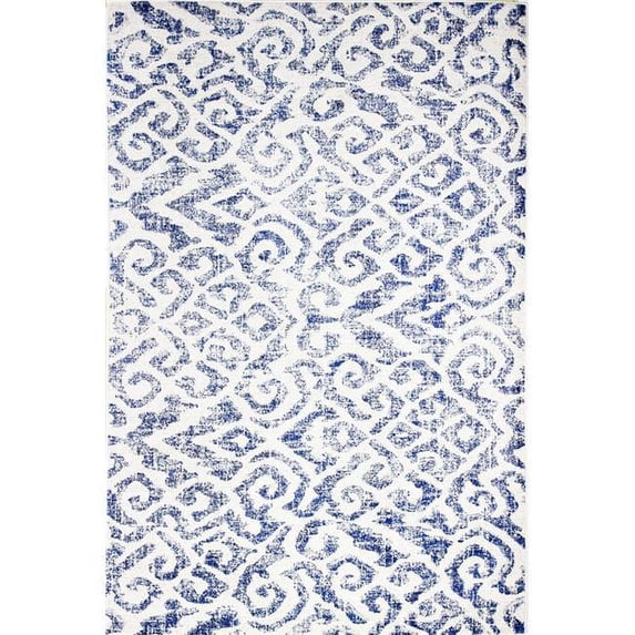Bashian E110-GYBL-5X7.6-5673A 5 ft. x 7 ft. 6 in. Everek Transitional Polypropylene Machine Made Rectangle Area Rug, Grey & Blue