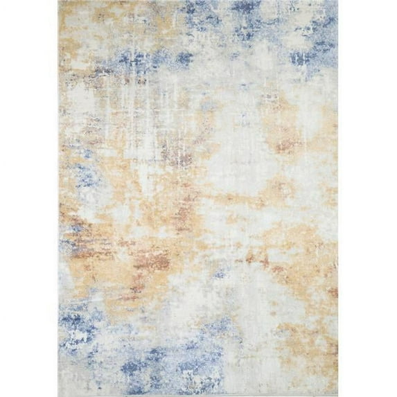 Bashian E110-IVMULTI-9X12-5675A 8 ft. 6 in. x 11 ft. 6 in. Everek Abstract Transitional Polypropylene Machine Made Rectangle Area Rug, Ivory & Multi Color