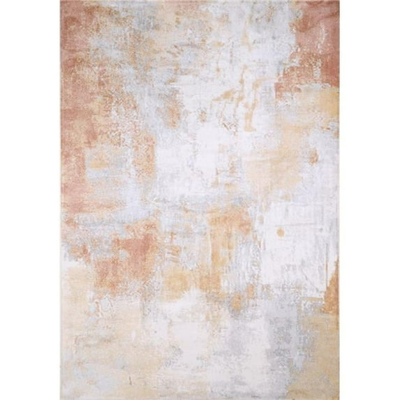 Bashian E110-IVRS-9X12-5570A 8 ft. 6 in. x 11 ft. 6 in. Everek Abstract Transitional Polypropylene Machine Made Rectangle Area Rug, Ivory & Rose