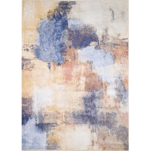 Bashian Everek Abstract Transitional Polypropylene Machine Made Rectangle Area Rug - Blue & Multi Color