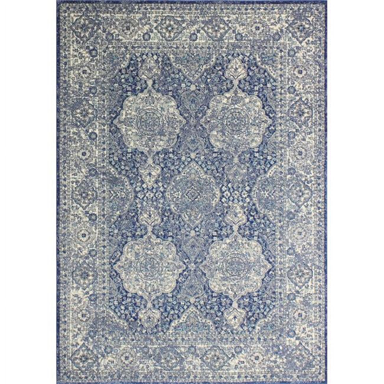 Dark Blue Floral Synthetic 5' x 7'6" Area Rug
