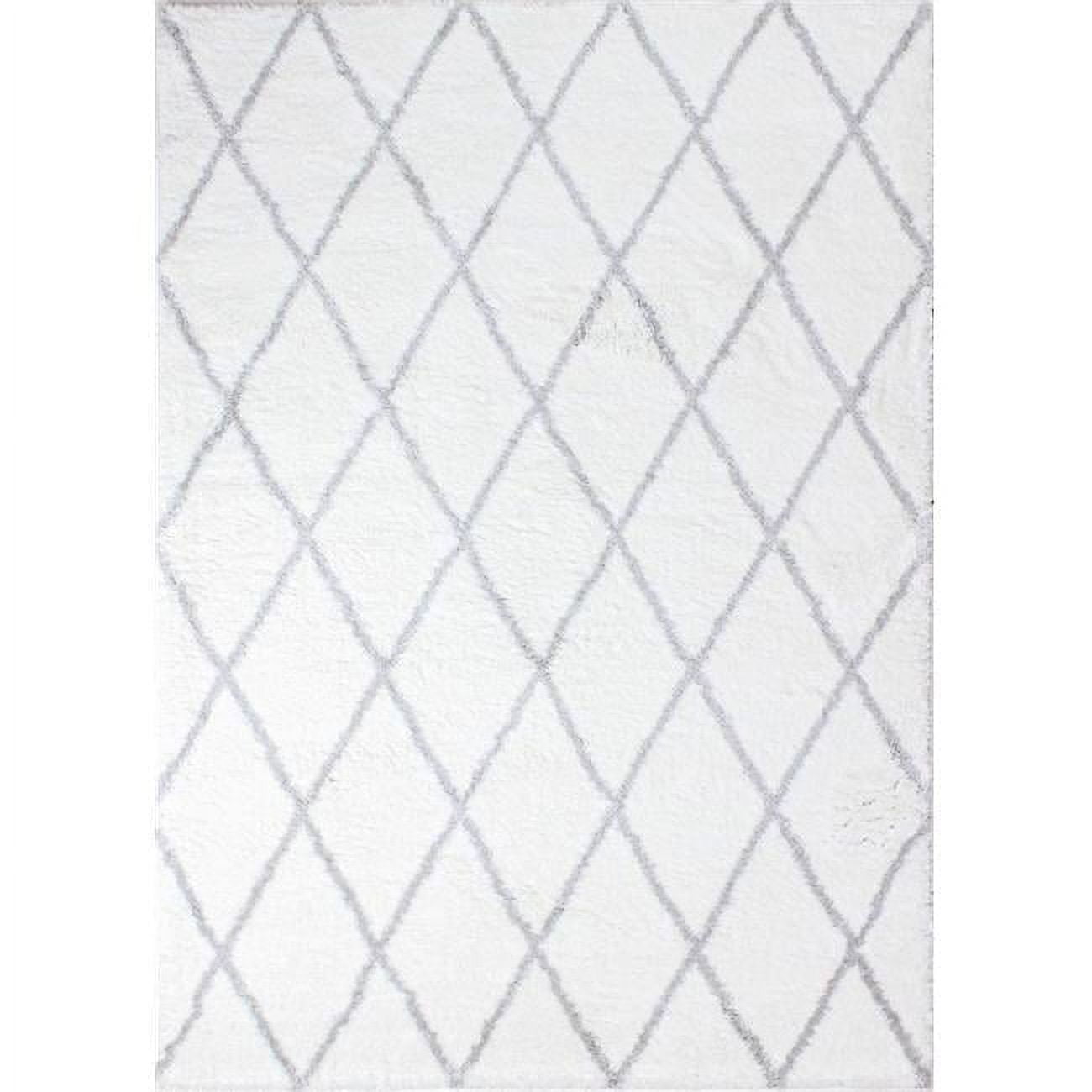 Gray Geometric Shag Synthetic 4' x 6' Area Rug